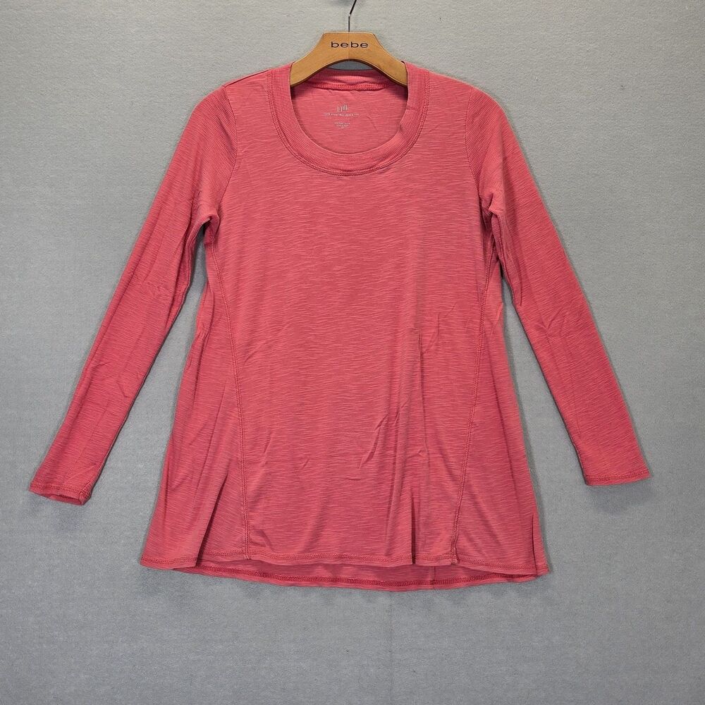 J Jill Shirt Womens XS Pink Pima Scoop Neck Elliptical Tunic Long Sleeve